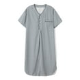 thumbnail image 5 of Biezeib Men's V Neck Nightshirt Loose Fitting Short Sleeve Striped Button Down Long Night Shirt Nightwear for Summer, 5 of 6
