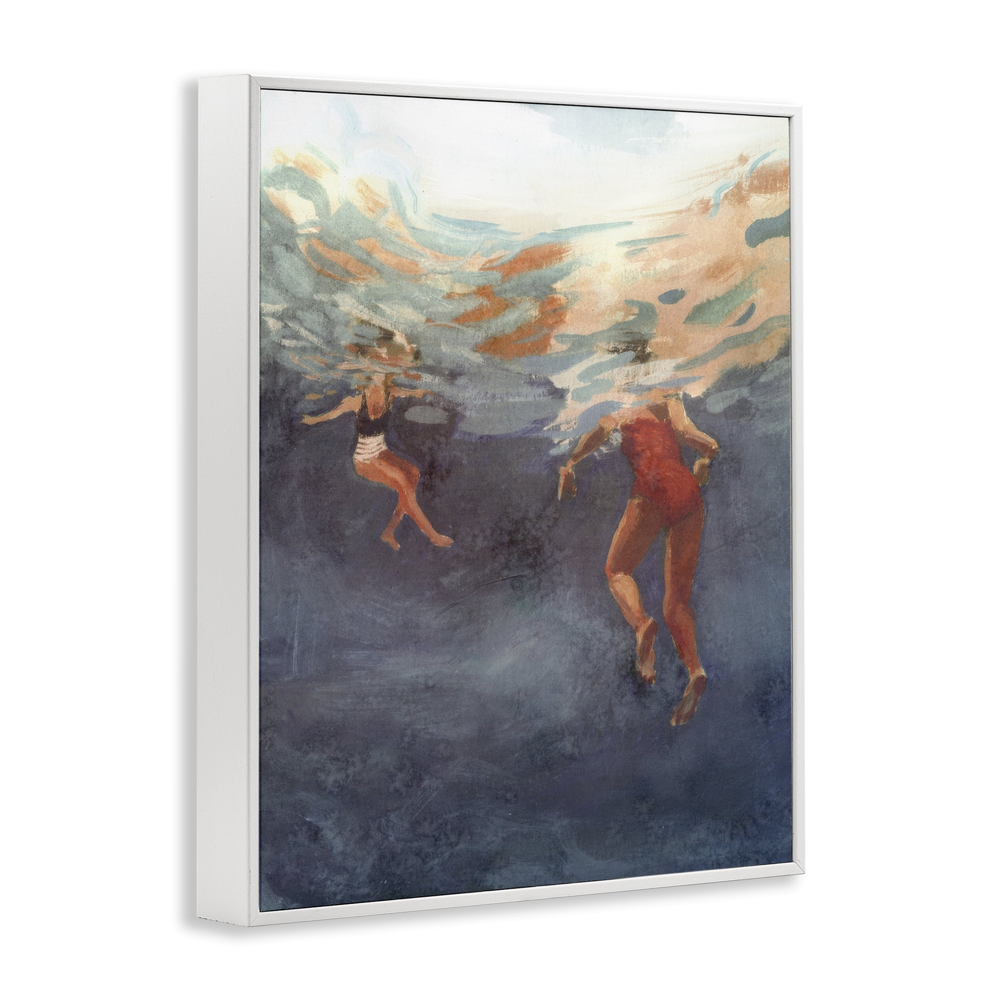 Stupell Industries Summer's Dance Swimmers White Framed Giclee Art, design by Victoria Barnes