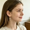 thumbnail image 5 of SFTING Hoop Earrings for Women Cross 5A CZ Gothic Pendant 18K Gold Plated Jewelry Gift for Her, 5 of 7