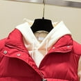 thumbnail image 4 of BKQCNKM Puffer Vest Women Vests for Women 2024 Winter Cotton Vest Women Hairball Short Korean Down Cotton Vest Zipper Casual Women Jacket Cropped Puffer Vest, Red XL, 4 of 4