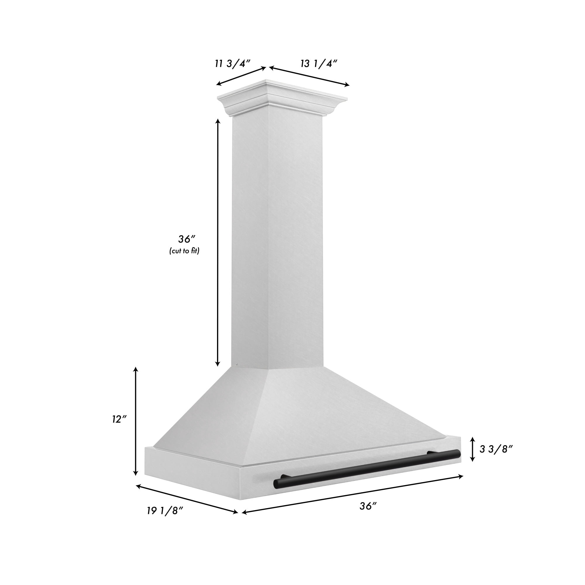 ZLINE 36 ZLINE Autograph Edition DuraSnow Stainless Steel Range Hood with DuraSnow and Matte Black Handle (KB4SNZ-36-MB)