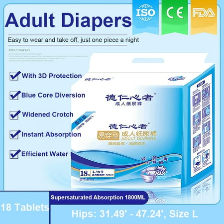 Size L Adult Diapers High Polymer Absorbing Particles Non Woven Pe Leak Proof Film 18 Packs Walmart Canada