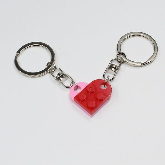 Cute Love Heart- Brick Keychain For Elements Key Ring Jewelry