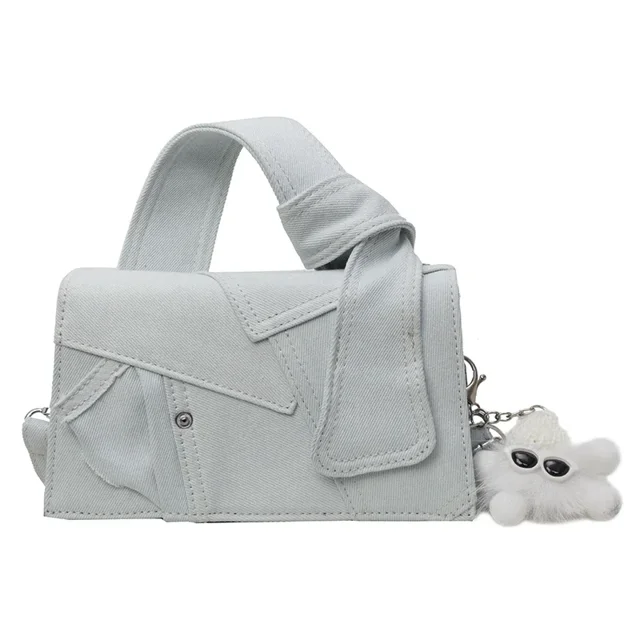 Bolsos de hombro y bandolera cuadrados de tela vaquera a la moda, bolsos con broche de Color a juego con personalidad, bolsos de diseño único para mujer, nuevo estilo 2024