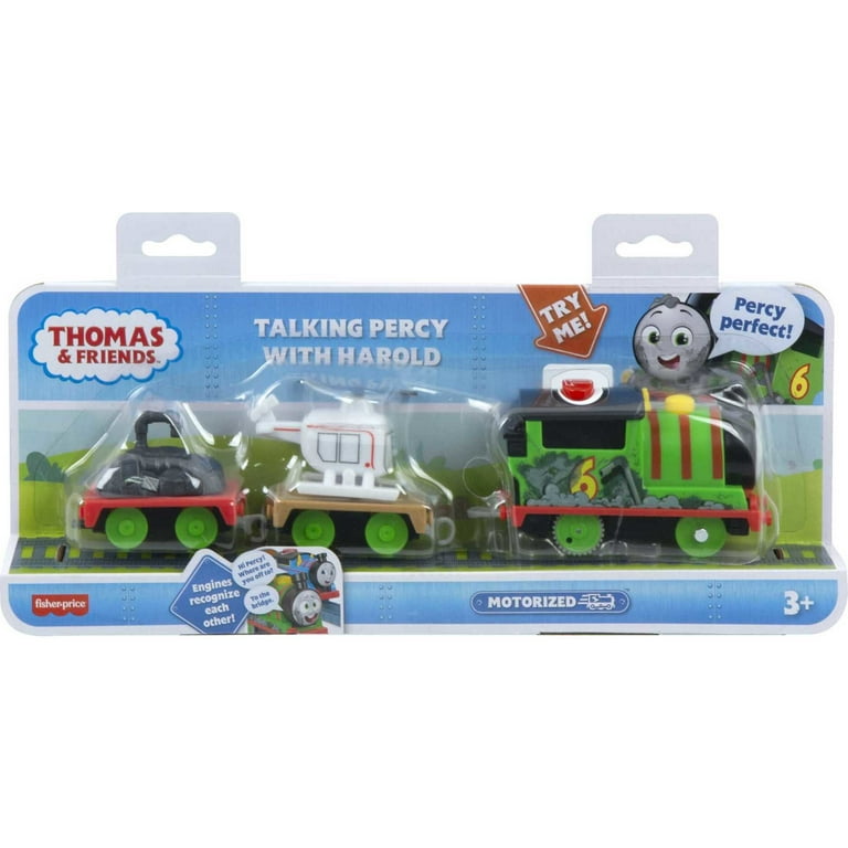 Thomas Friends Talking Percy Motorized Toy Train with Harold the Helicopter Cargo