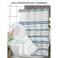 thumbnail image 4 of No Hook Cloth Fabric Shower Curtain with Snap in Liner, Blue White Stripe Waterproof Shower Curtains Set with See Through Top Window, Vintage Abstract Geometric Brush Bath Curtains Shower 60"x72", 4 of 6