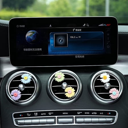 6PCS Flower Air Vent Clip Air Conditioning Outlet Clip Car Air Vent Clip Car Air Freshener Clip Car Interior Decor Charm Car Interior Decoration Colorful Air Vent Accessories for Girls Women (Daisy)