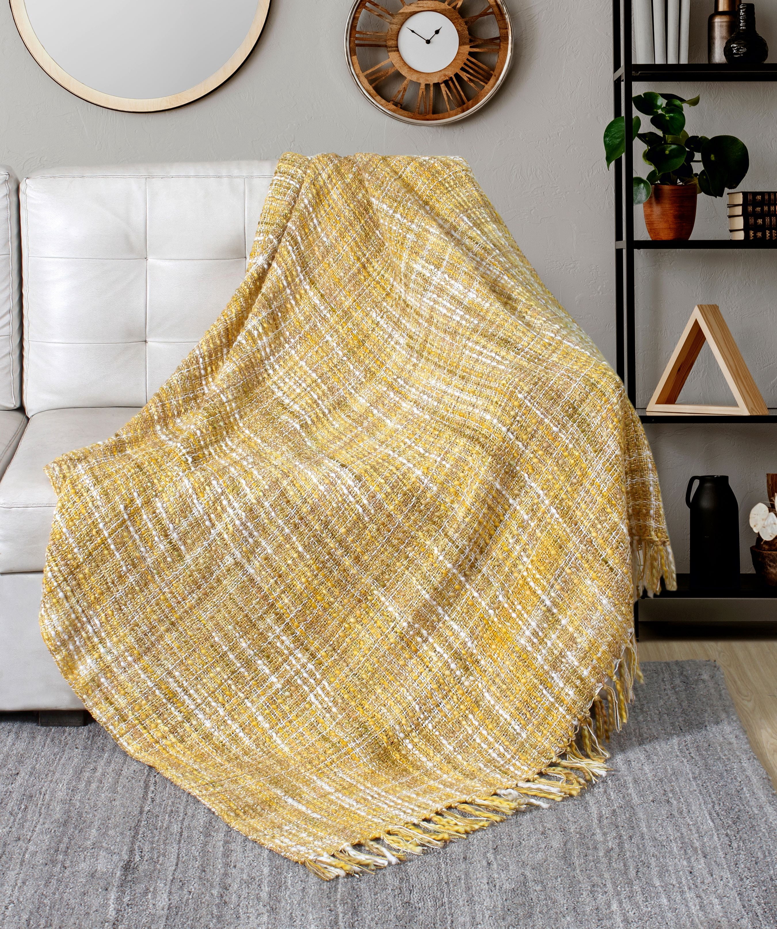 FabStyles Florence Soft Luxury Throw Blanket, 50" x 60", Lightweight Decorative Sofa & Bed Blanket