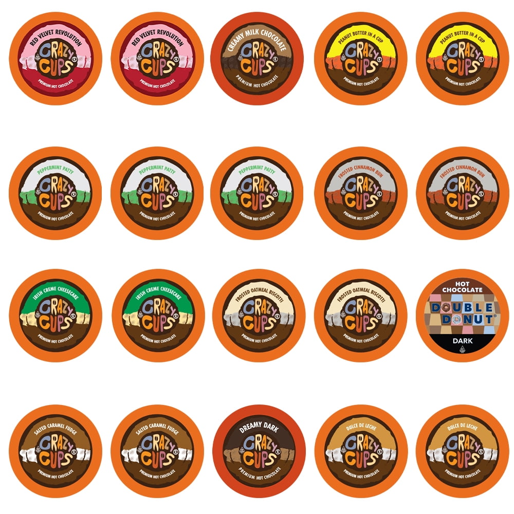 Crazy Cups Hot Chocolate Variety Pack, Single Serve pods, 20 Count for