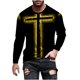 thumbnail image 2 of Blusas y camisas de manga larga con cuello redondo para hombre, blusa informal de manga larga con cuello redondo y estampado de rayas, blusa de poliéster para hombre, 2 of 5