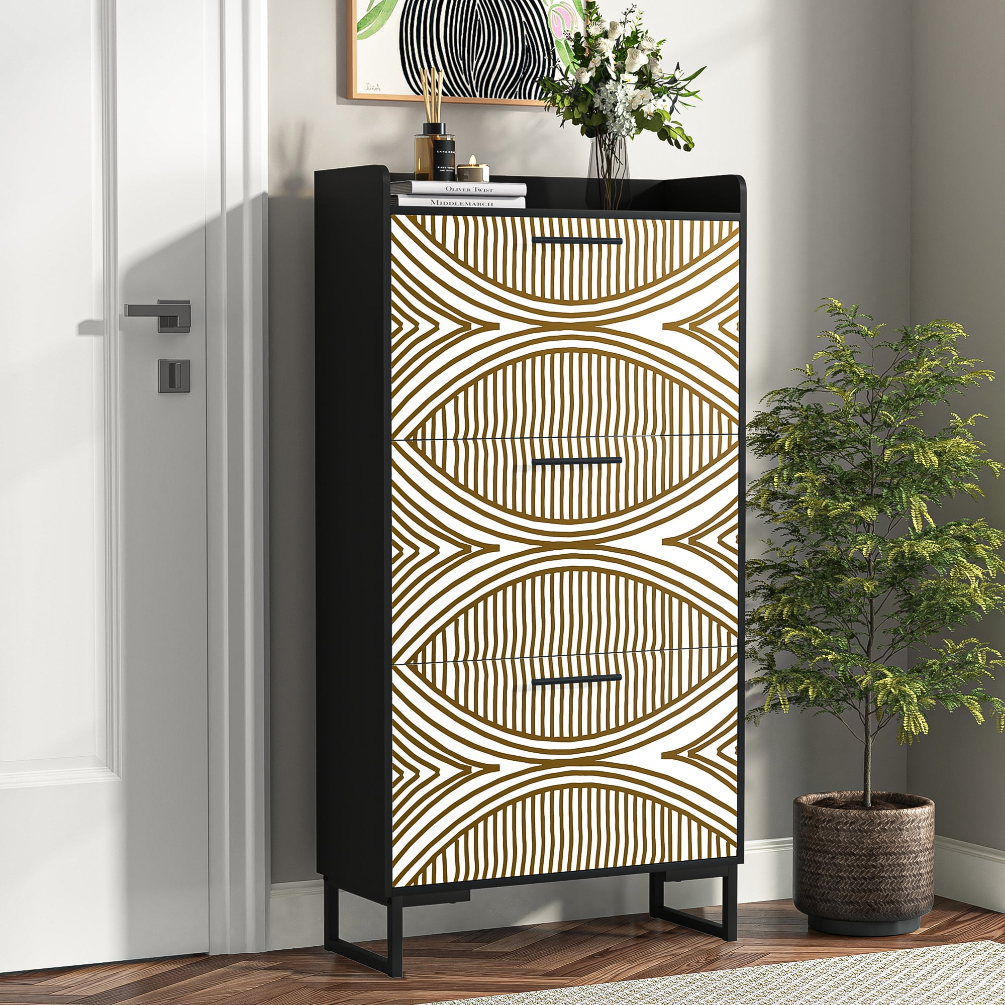 YYAo Entryway Shoe Cabinet, Shoes Storage Organizer Narrow Shoe Storage Rack with Flip Doors, Tipping Bucket Shoe Cabinet for Closet, Living Room, Black YYAo Entryway Shoe Cabinet, Shoes Storage Organizer Narrow Shoe Storage Rack with Flip Doors, Tipping Bucket Shoe Cabinet for Closet, Living Room, Black
