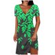 thumbnail image 1 of Mini Vestido de Verano Color Sólido Cuello en V Manga Corta Vestido de Becerro Medio, Vestido Corto de Verano, 1 of 5