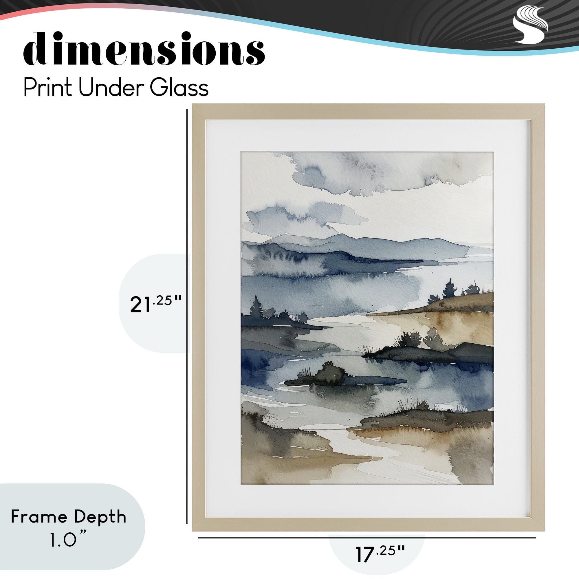 Stupell Industries The Flow Of Water Birch Framed Print Under Glass, design by Alonza Saunders