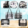 thumbnail image 5 of Tinyat Upgrade Extra Large Beach Bag for Women Clear Tote Bag Mesh Pvc Bag 7-Pockets for Seaside Pool Picnic Black, 5 of 7