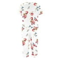 thumbnail image 3 of Usmixi Womens 2 Pieces Outfits Vintage Floral Crewneck Short Sleeve Tops and Pocket 3/4 Pants Sets 2023 Summer Lounge Wear Suits Red s, 3 of 4