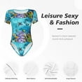 thumbnail image 4 of KLL Women 's Crew Neck Bodysuit Jumpsuits Corals and Tropical Fish Print Short onesies Stretch T Shirts, 4 of 7