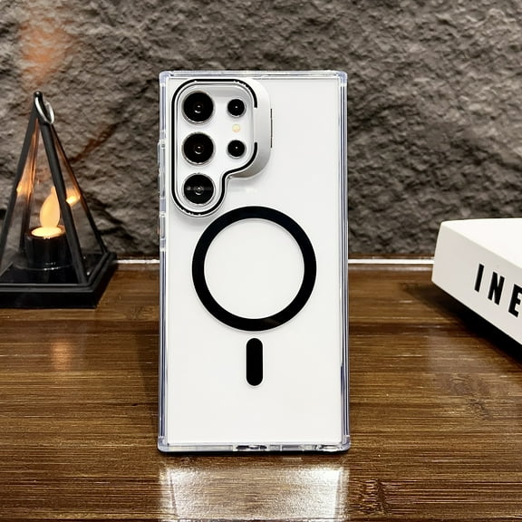 Allytech Slim Clear Case for Samsung Galaxy S24 with Camera Kickstand, Hard PC   Soft TPU [Precise Cutouts] Case, Lightweight Shockproof Anti-Scratch Case Support Wireless Charging - Black