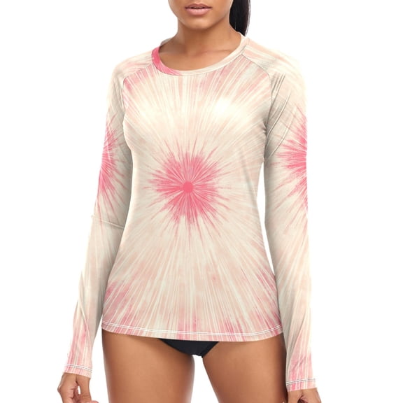 joogoo Womens UPF 50 Sun Shirts Tie-dye Pattern Long Sleeve UV Protection Rash Guard Tops S