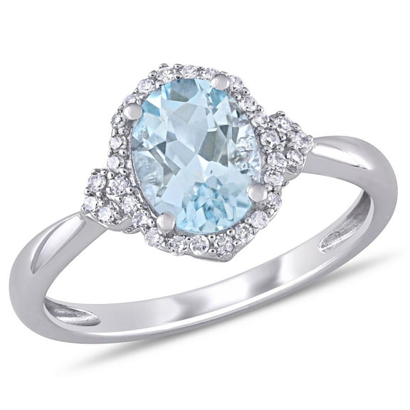 Everly Women's Aquamarine 10K White Gold Engagement Ring