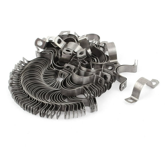 Unique Bargains 1/2" Stainless Steel Two Hole Pipe Strap Clamp Fastener Holder 100Pcs