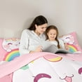 thumbnail image 5 of Manfei Kawaii Pink Cat Bedding Comforter Set for Kids, Cartoon Rainbow Twin Comforter Sets, Cute Stars Print Reversible Bedding Set, Ultra Soft Home Decor, 2pcs, 5 of 8
