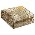 thumbnail image 5 of Lanco All Season Gold Floral 3 Piece Quilt Set Queen Size , An Array Of Tossed Flower Coverlet , Pillow Shams , Bedding Set, 5 of 7