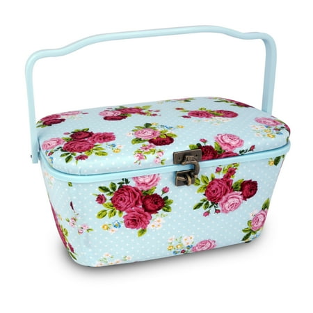 UPC: 0072879628777 | Dritz Large Oval Sewing Basket Blue Floral