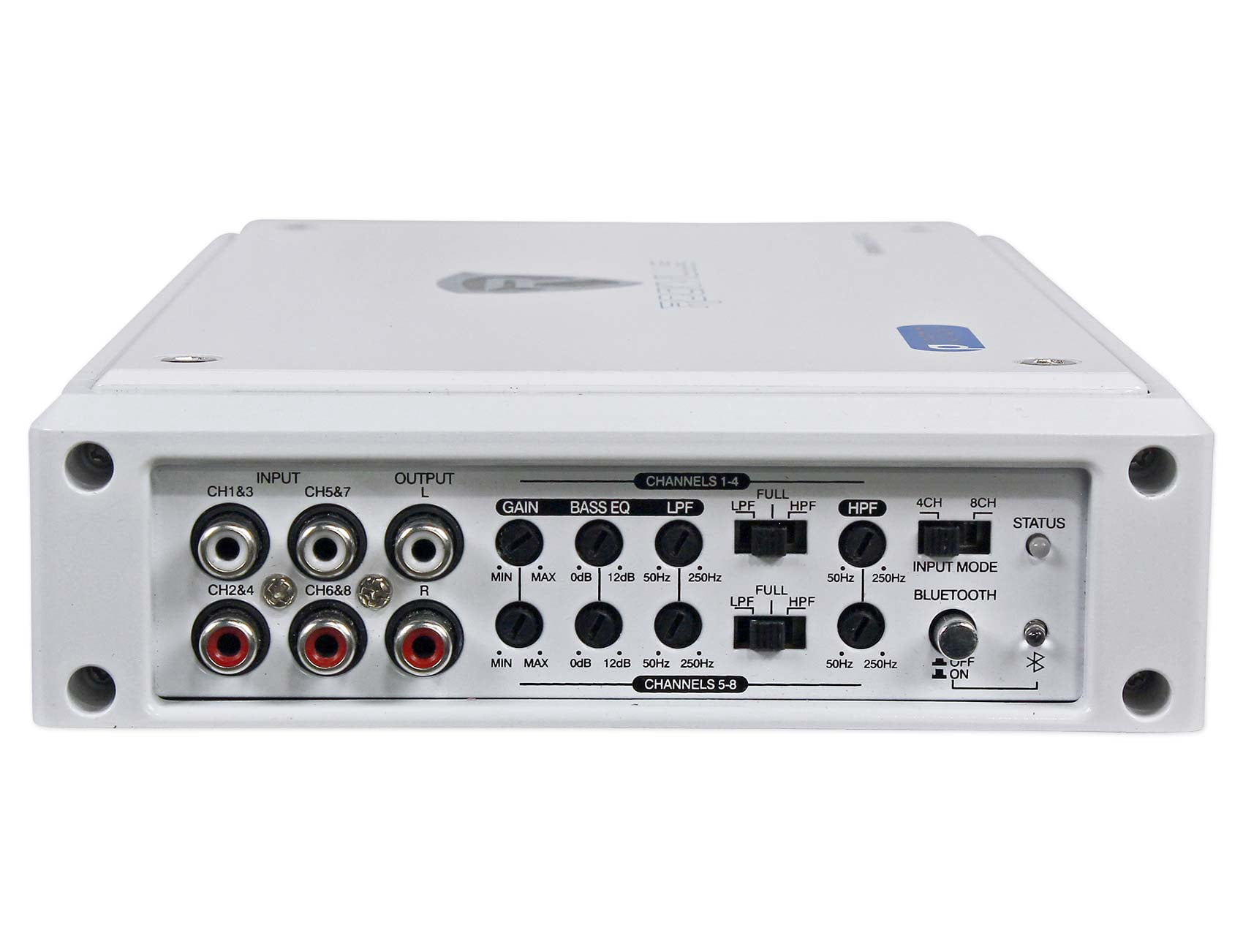 Rockville RXM8BTW 1500W Peak 750W RMS 8-Channel Marine Class D Amplifier with Bluetooth, Aluminum Casing