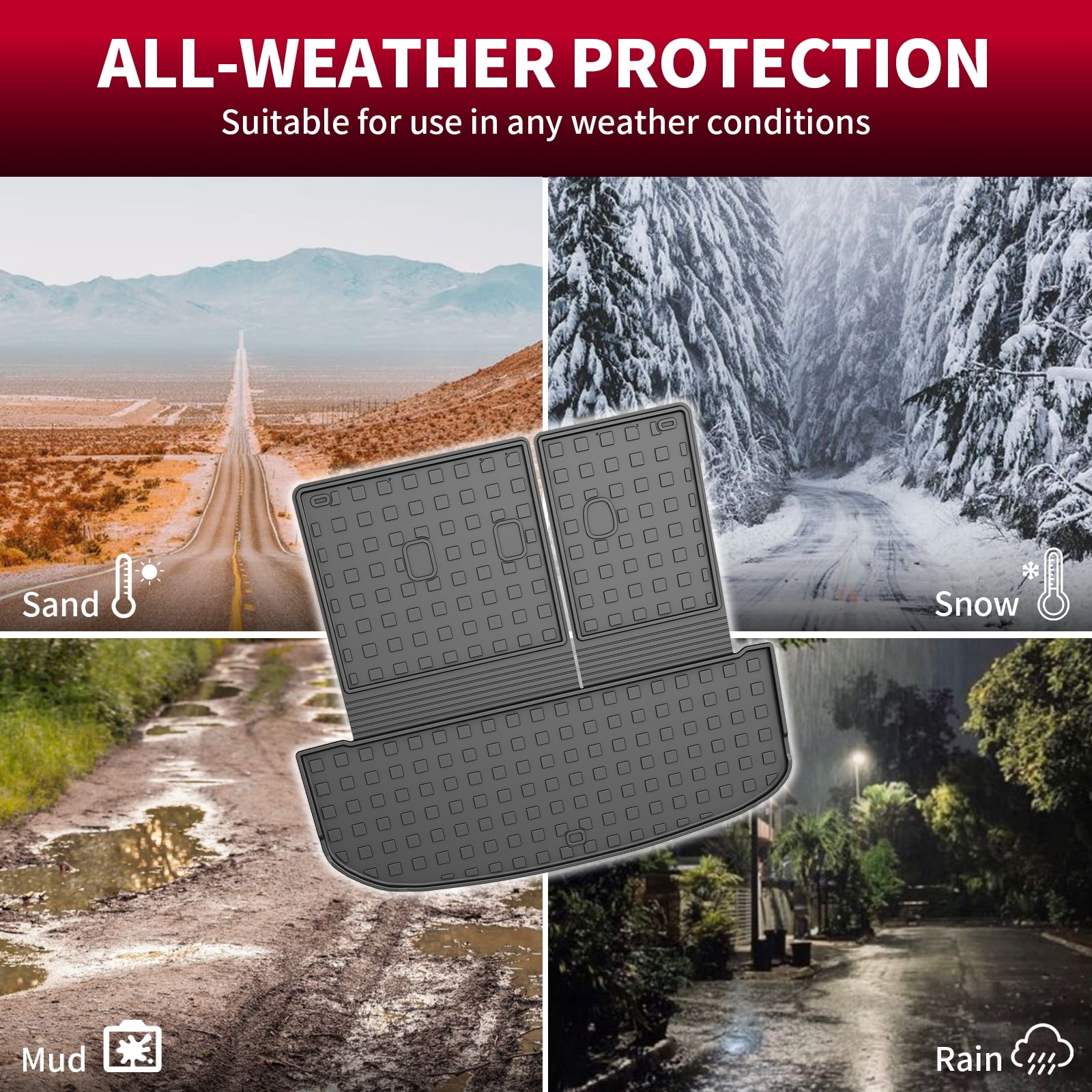 DIKSOAK Original Cargo Liner and Backrest Mats for the 2022-2025 Hyundai Palisade - Custom Fit Trunk Mat and Backrest Mats - All Weather Protection Anti-Skid Car Mats for Palisade