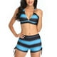 thumbnail image 1 of Traje de baño de dos piezas, traje de baño con estampado de rayas, top de bikini para mujer, pantalones cortos, traje de baño con estampado de rayas, funcionalidad inteligente, 1 of 7