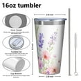 thumbnail image 4 of 16oz Tumblers Pioneer Flower and Butterfly Stainless Steel Vacuum Insulated Double Wall Travel Tumbler Cups Mug with Lid and Straw,Cleaning Brush for Coffee,Tea, 4 of 4