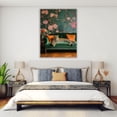 thumbnail image 4 of Mudket Framed Leopard on Green Velvet Sofa Canvas Wall Art, Floral Wallpaper Animal Print Wall Decor, Ready to Hang for Living Room - 12"L x 8"W, 4 of 10
