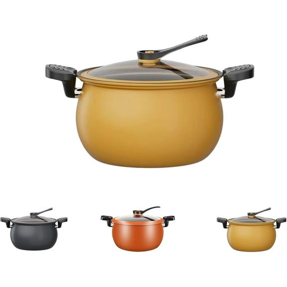 2026 New Multifunctional Large Capacity Non-stick Pressure Cooker,8QT Micro Pressure Cooker,Anti-Scalding Handle for Slow Cook, Sear & Saute, Keep Warm (Yellow)