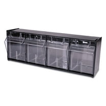 deflecto Tilt Bin Plastic Storage System w/4 Bins, 23 5/8 x 6 5/8 x 8 1 ...