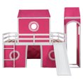thumbnail image 3 of Duxelifin Princess Castle Loft Bed with Slide, Wood House Loft Bed with Tent, Full Loft Bed with Slide and Castle Curtain, Pink Loft Bed for Girls (Full Size, Pink), 3 of 16