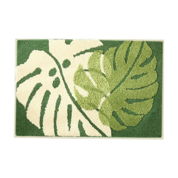 Yhmxh Alfombrillas de baño para baño Alfombra de baño Alfombra antideslizante para baño con diseño de hojas y plantas, absorbente, para puerta de entrada, para dormitorio Decoración del baño
