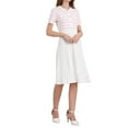 thumbnail image 4 of Vestido de suéter a rayas para mujer INSPIRE CHIC, vestido de punto de manga corta con vuelo para el verano 2025, 2XL, rosa claro, 4 of 5