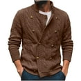 thumbnail image 2 of AOOCHASLIY 2023 Men Fall Coat Men Casual Button Closure Knit Cardigan Stand Collar Double Breasted Long Sleeve Sweater Jacket, 2 of 5