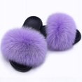 thumbnail image 1 of Chanclas de piel de zorro para mujer: cómodas pantuflas de piel con punta abierta para interior y exterior, 1 of 2
