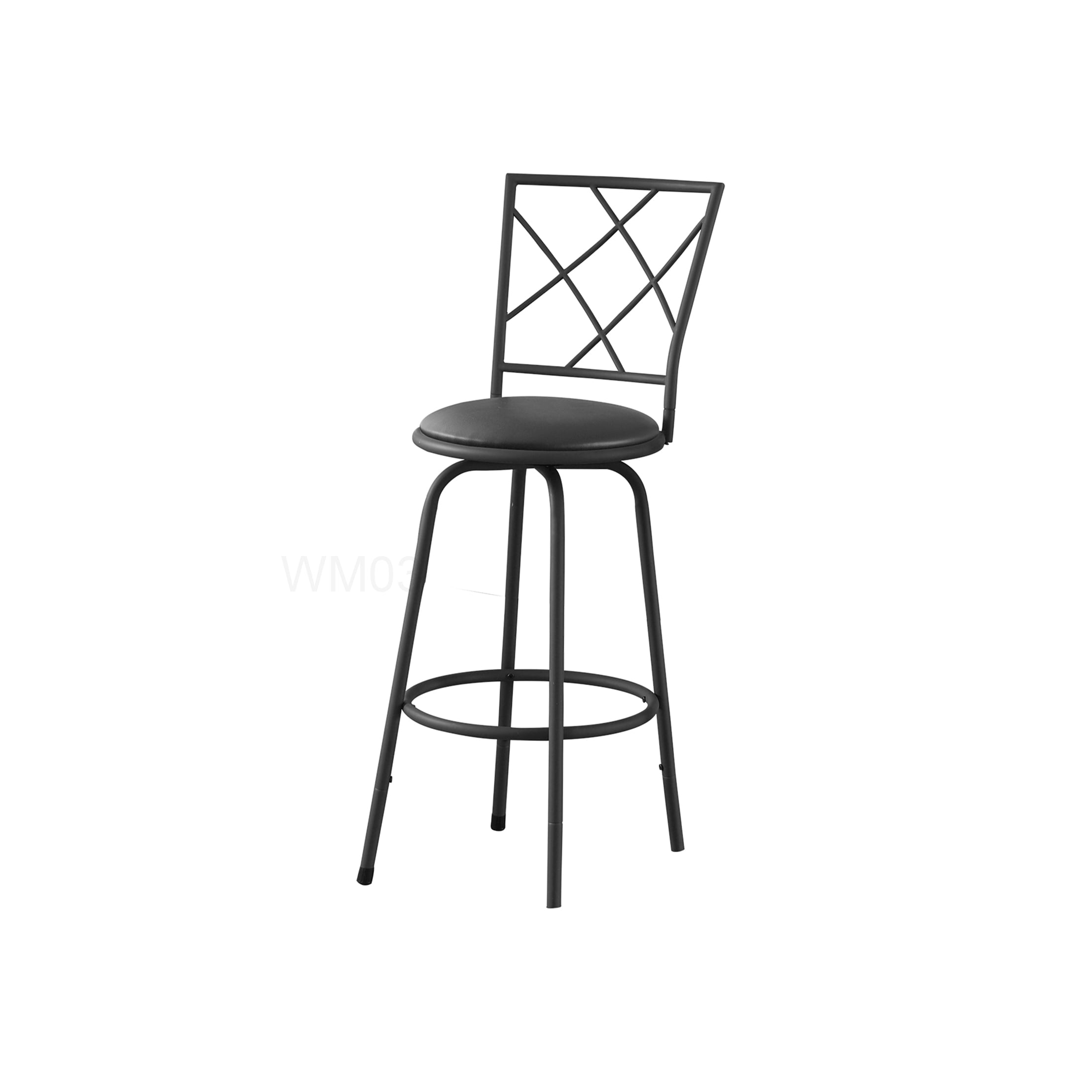 Set of 2 Black Swivel Bar Height Stools with Criss-Cross Back and Foam Padded Seat