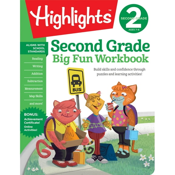 Highlights Big Fun Activity Workbooks Second Grade Big Fun Workbook: 256-Page Skills Workbook for Grade 2, Language Arts, Math, Social Studies and More School, (Paperback)