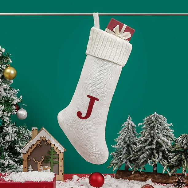 18 Inches Monogram Christmas Stockings Red Velvet with White Super Soft ...