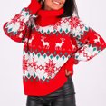 thumbnail image 3 of Parte Superior De La Camisa Jerséis de ganchillo para mujer, jerséis cálidos de estilo informal superior, traje de vacaciones de ajuste holgado Ygjytge M Rojo para Mujer, 3 of 6