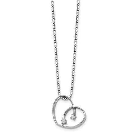 925 Sterling Silver White Ice .02ct Diamond Heart Necklace; 18 inch; Lobster Clasp; for Adults and Teens; for Women and Men