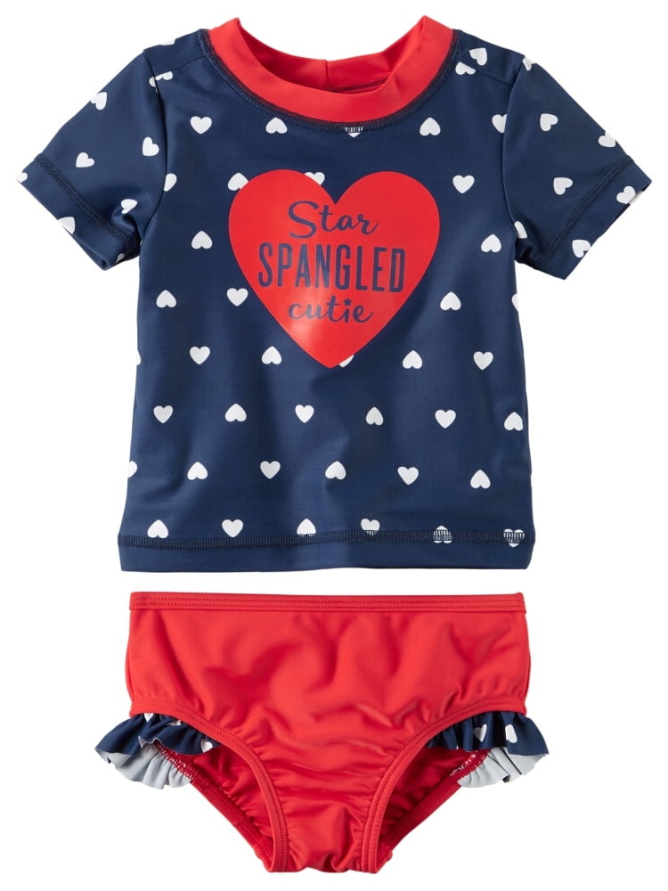 Infant Girls Patriotic Star Spangled Cutie Romper 4th of July Outfit 