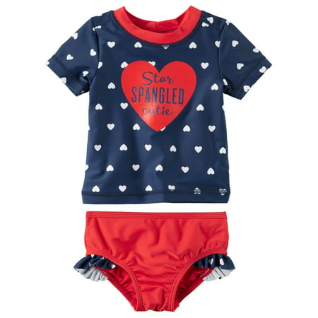 Carters Baby Clothing Outfit Girls Fourth of July Rashguard Set Star Spangled Cutie (Best Toddler Rash Guard)