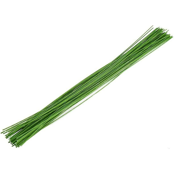 Alambre floral verde de calibre 24 Alambres de tallo floral envueltos en papel verde para manualidades 16 pulgadas, 50/paquete