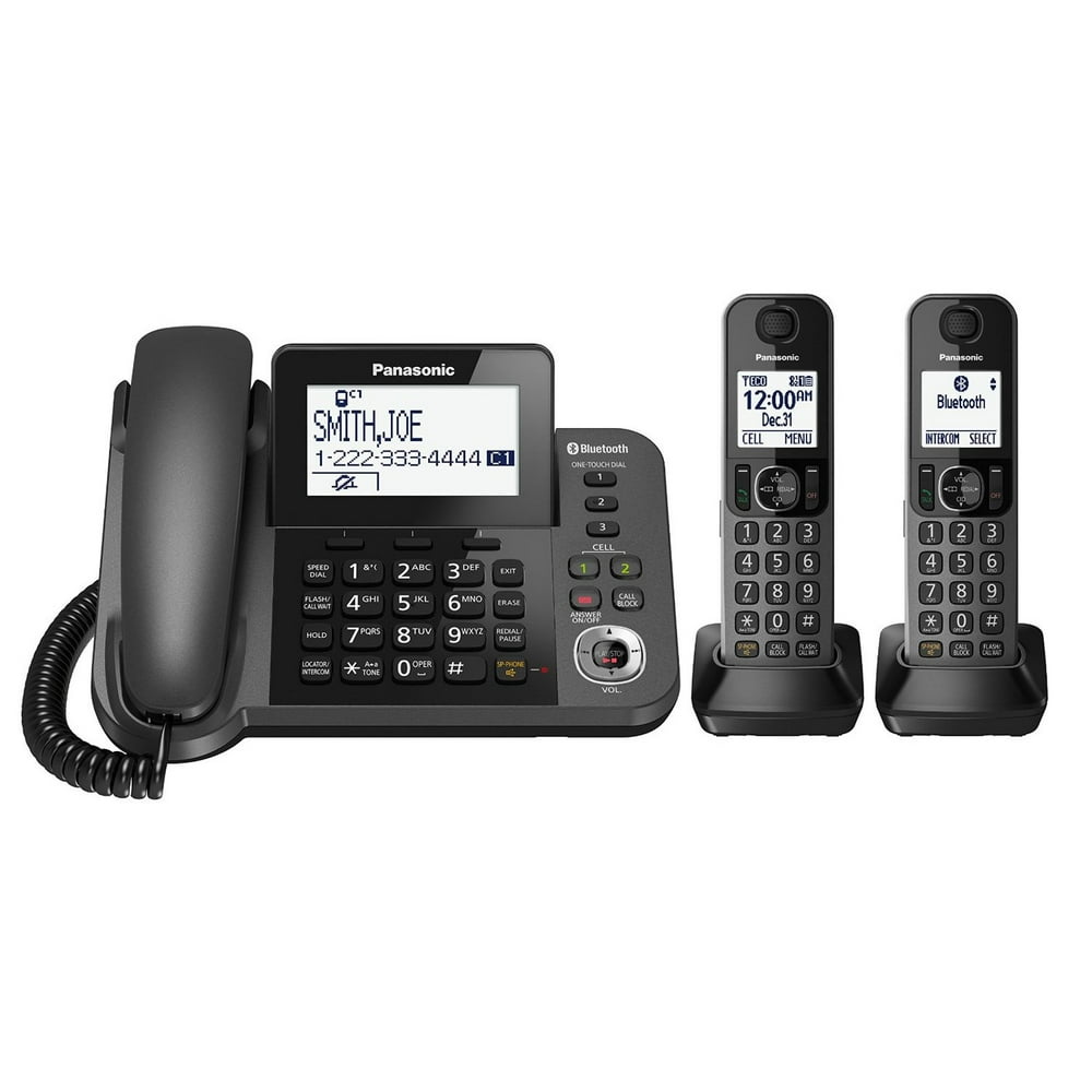 Landline Telephone, Black Panasonic 2handset Office Home Landline