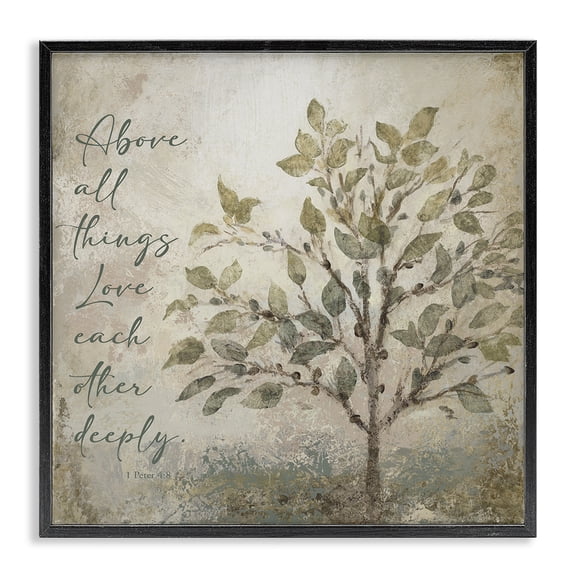 Stupell Industries Rustic Lodge Rustic Love Each Other Deeply Black Framed Giclee Art, 12 x 12, by John Spaeth