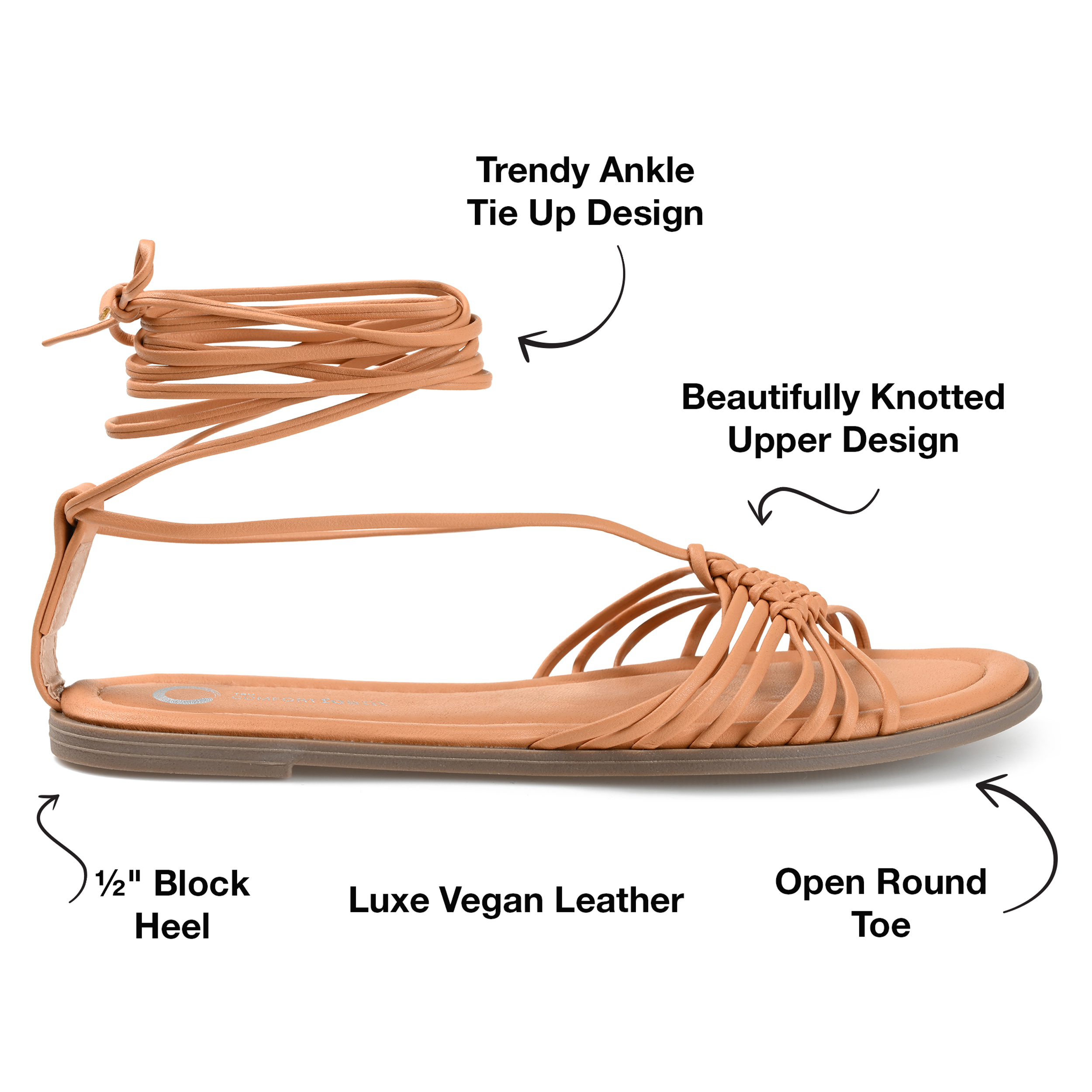 Journee Collection Womens Jess Ankle Wrap Low Block Heel Sandals